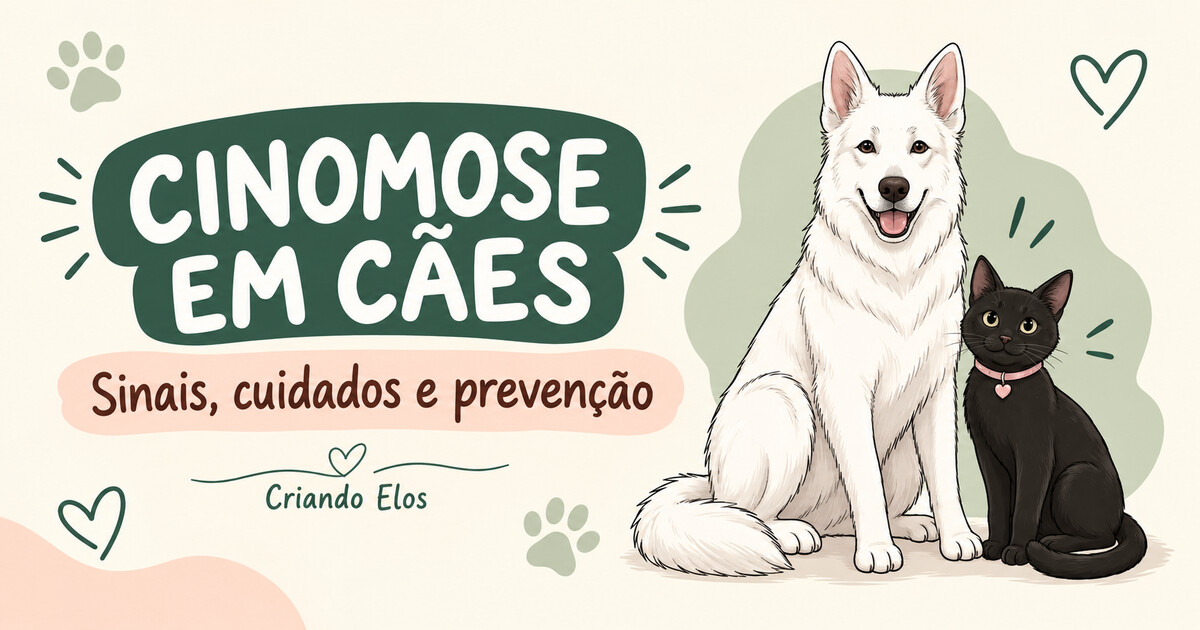 Cão branco e gato preto, mascotes do Criando Elos, na capa do guia de cinomose em cães